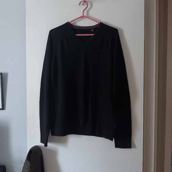 TED BAKER 100% Cashmere Black V Neck Loose Sweater XL - Picture 2 of 4